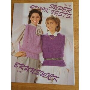 SUPER QUICK VESTS Vol. 853 by Brunswick • 4 Knitting Patterns